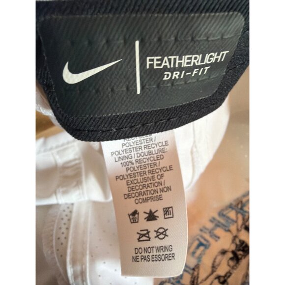 Nike Featherlight Dri-Fit Henke Air 70 White Cap Blue Embroidery Adjustable - Picture 6 of 6